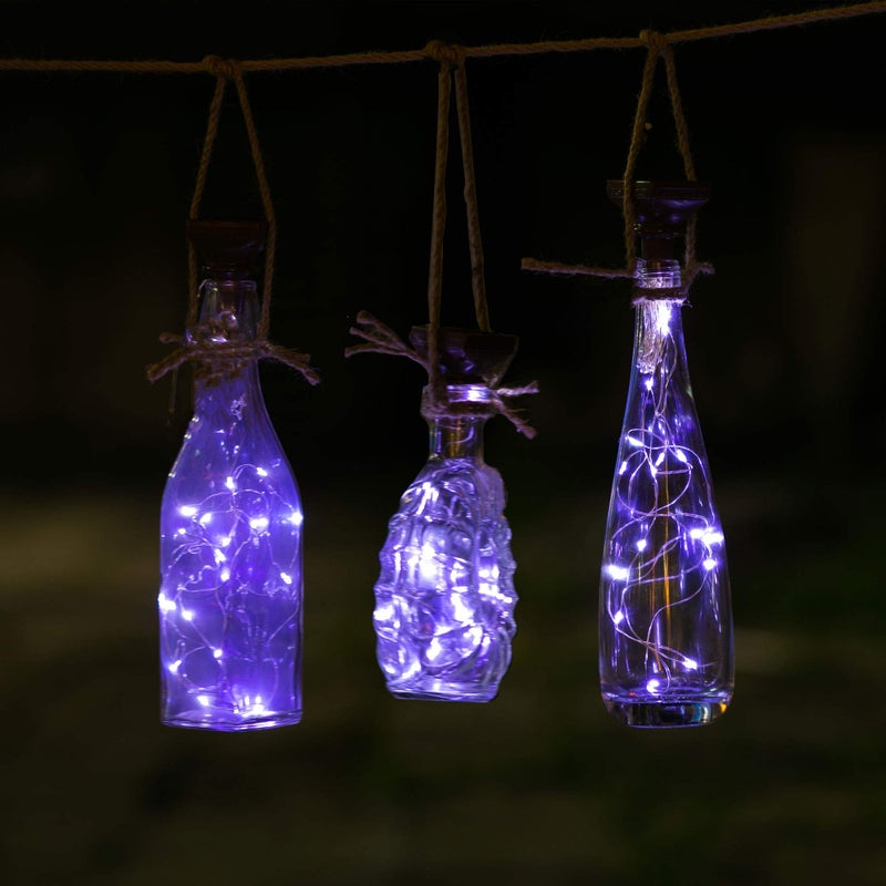 YJFWAL Upgraded 12 Pack Solar Wine Bottle Lights, 20 LEDs Waterproof Copper Light, Bottle Light Fairy Cork String Lights for Yard Patio Decor, DIY Birthday Gift for Mom Grandma Girlfriend(Cool White) - Image 5